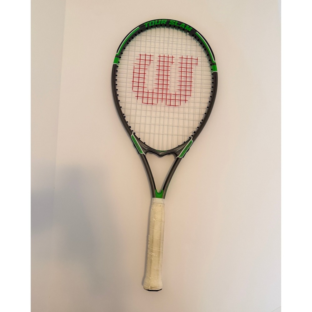Wilson Tour Slam Tennis Racquet Grey Green 4 3/8 Grip Stop Shock Adult